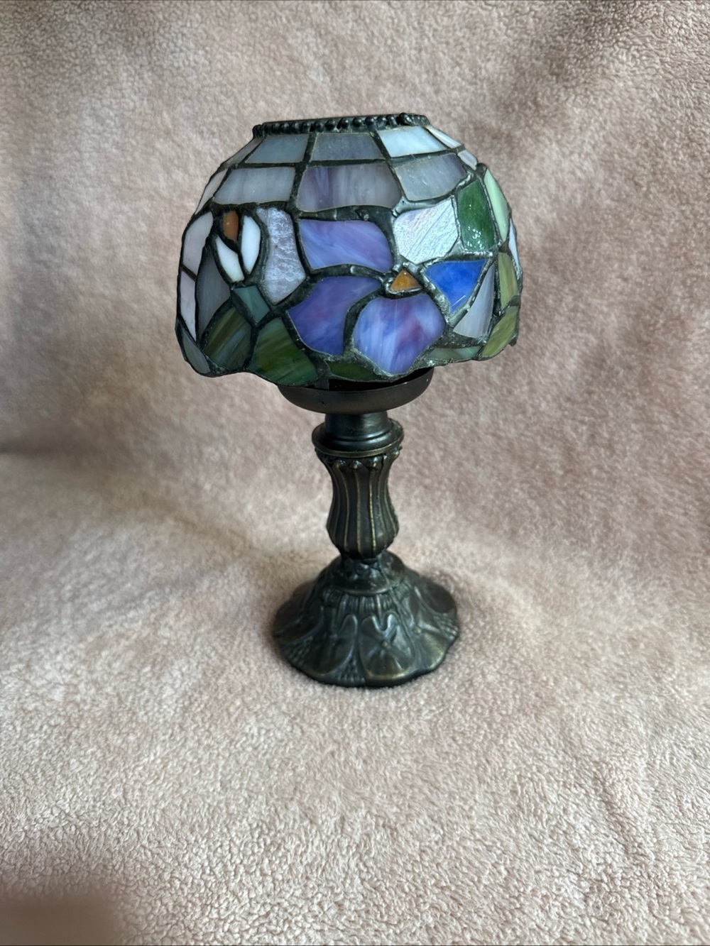 Party lite 2 Piece stain glass Tiffany style Fairy lamp/ tea light candle holder